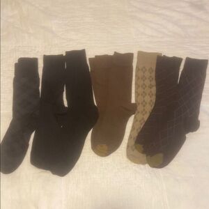 NWOT 3x black,  5x brown pairs of dress socks bundle